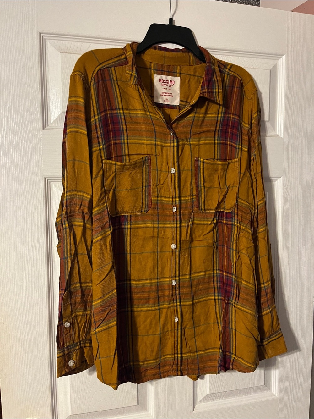 Mustard Plaid Long-Sleeve Button-Up Shirt